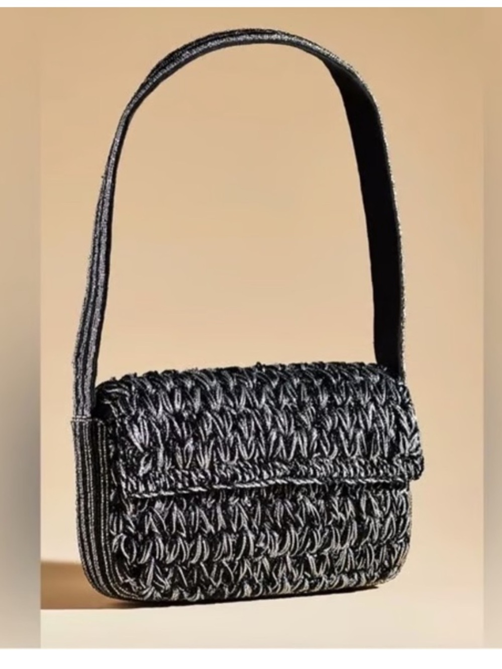 Anthropologie Fiona Bag Silver Black
